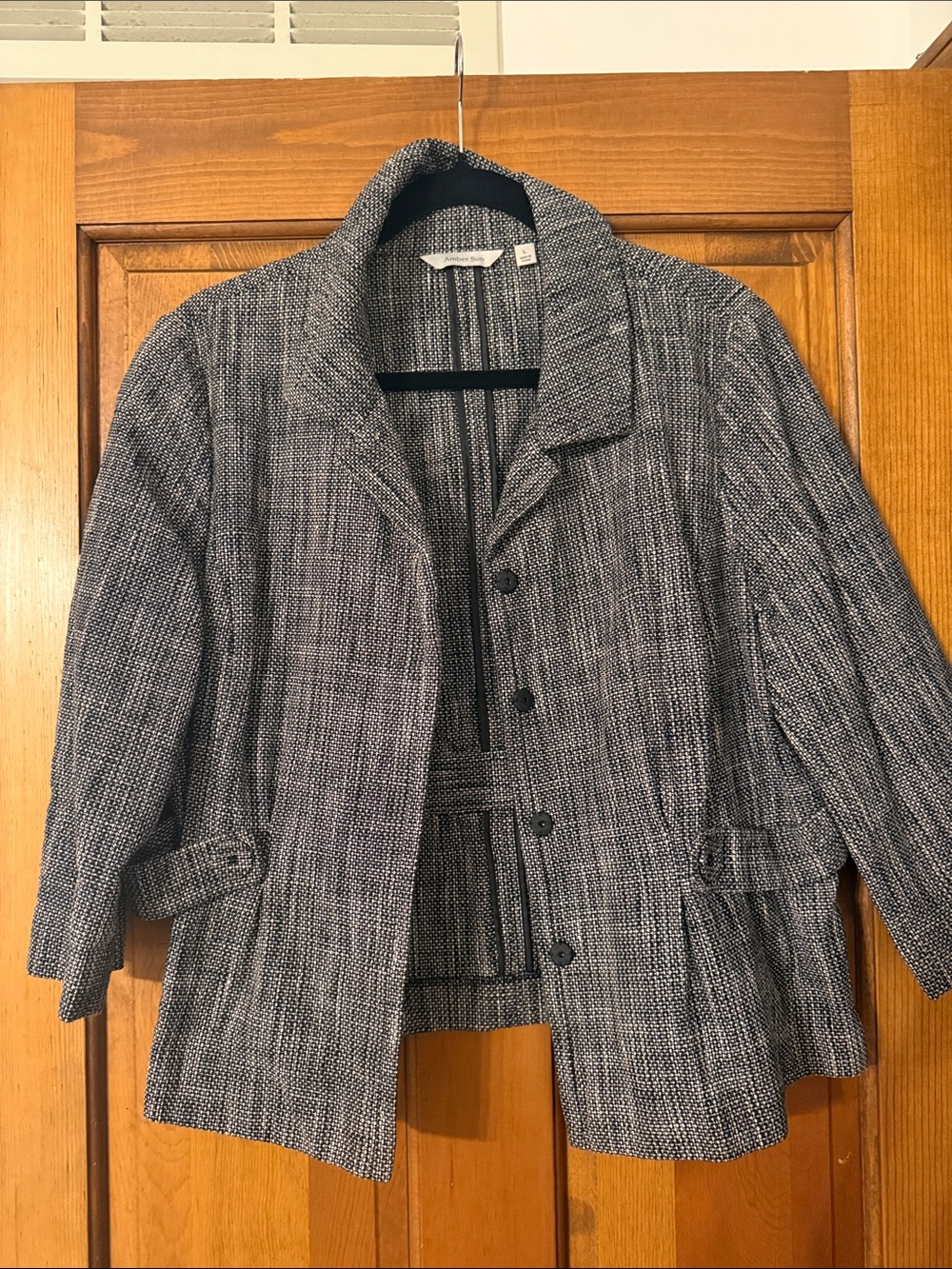 Textured Gray Women’s Blazer - Classic Notch Collar Jacket